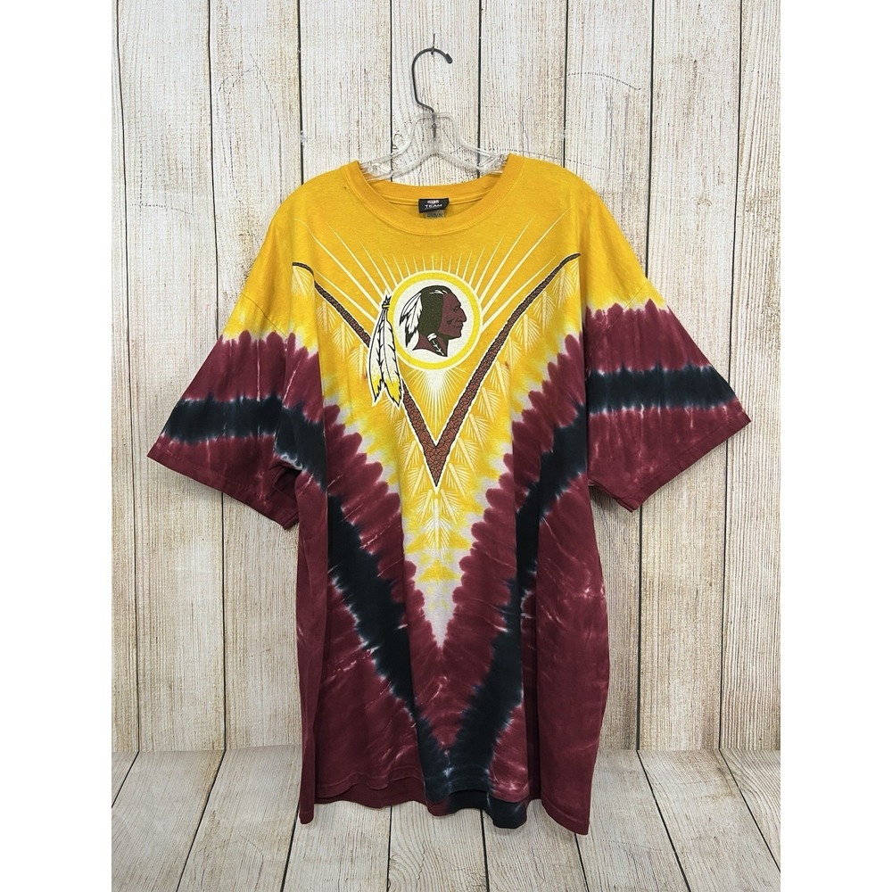 Vintage Washington Redskins Graphic T-Shirt Tie Dye NFL Retired Logo 2XL Y2K AOP